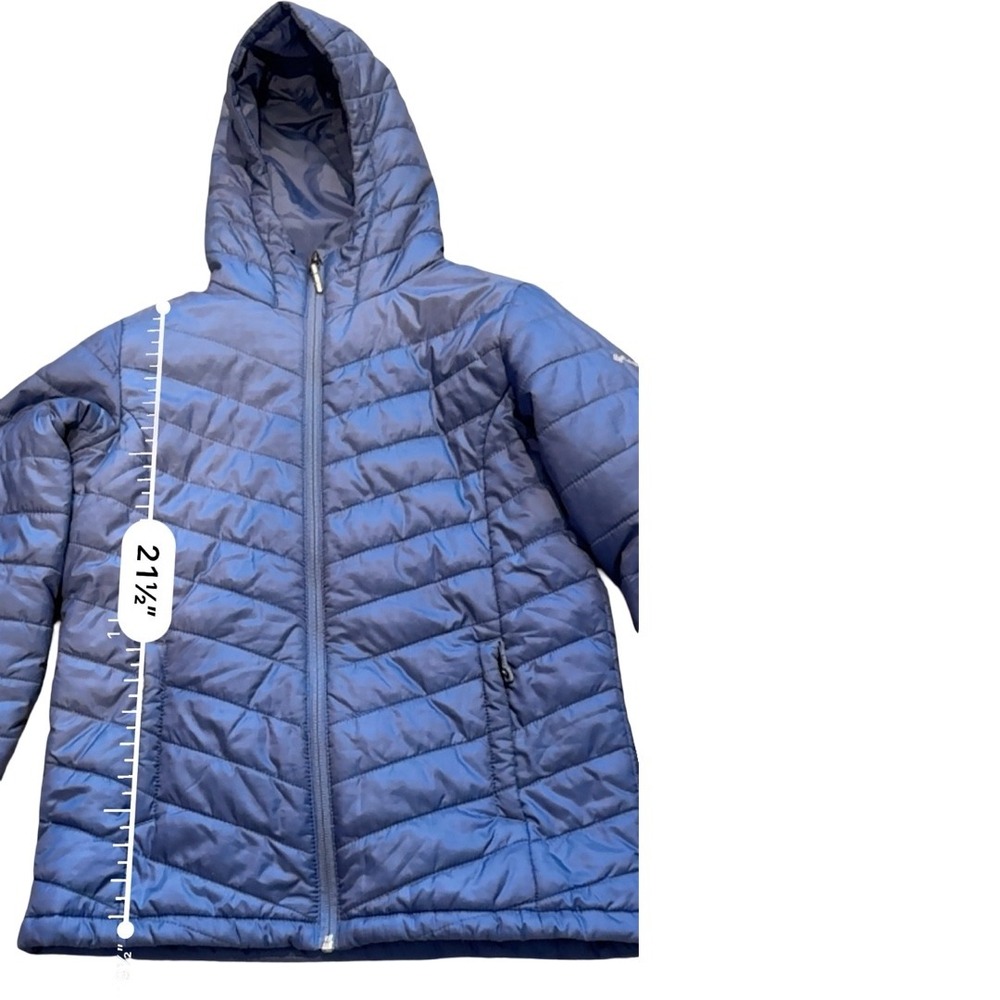 Columbia Boys Blue Omni-Heat Hooded Puffer Jacket Quilted Coat Size L 14/16 - Picture 6 of 12
